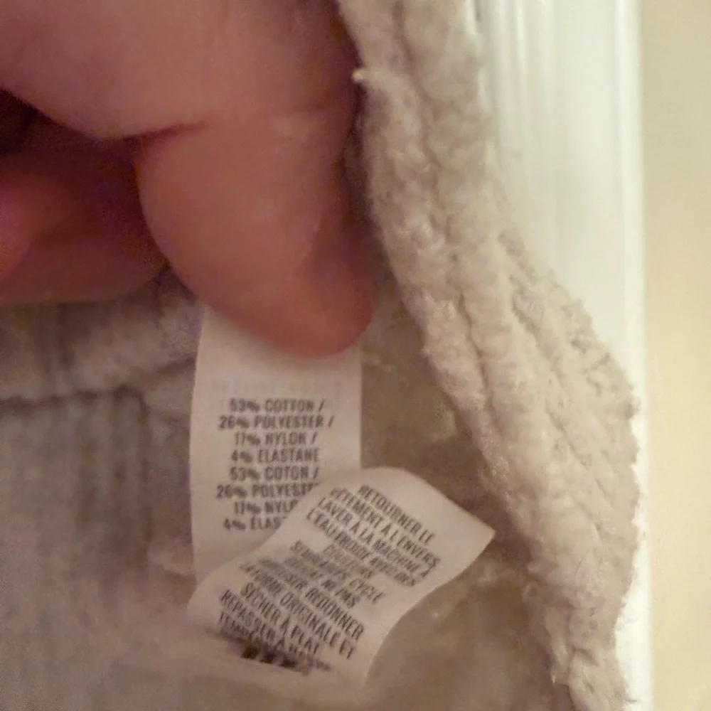 aerie Light White Ribbed Crewneck Sweater